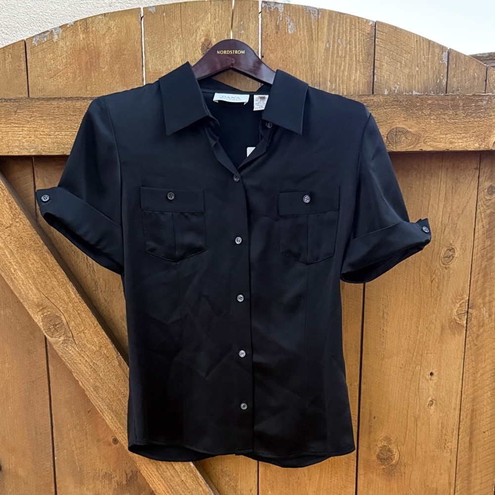 Dana Buchman Black Casual Button Down Shirt